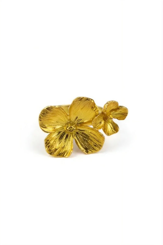 Anel Florido Prata 925 design floral artesanal — Elisa Pires Joias